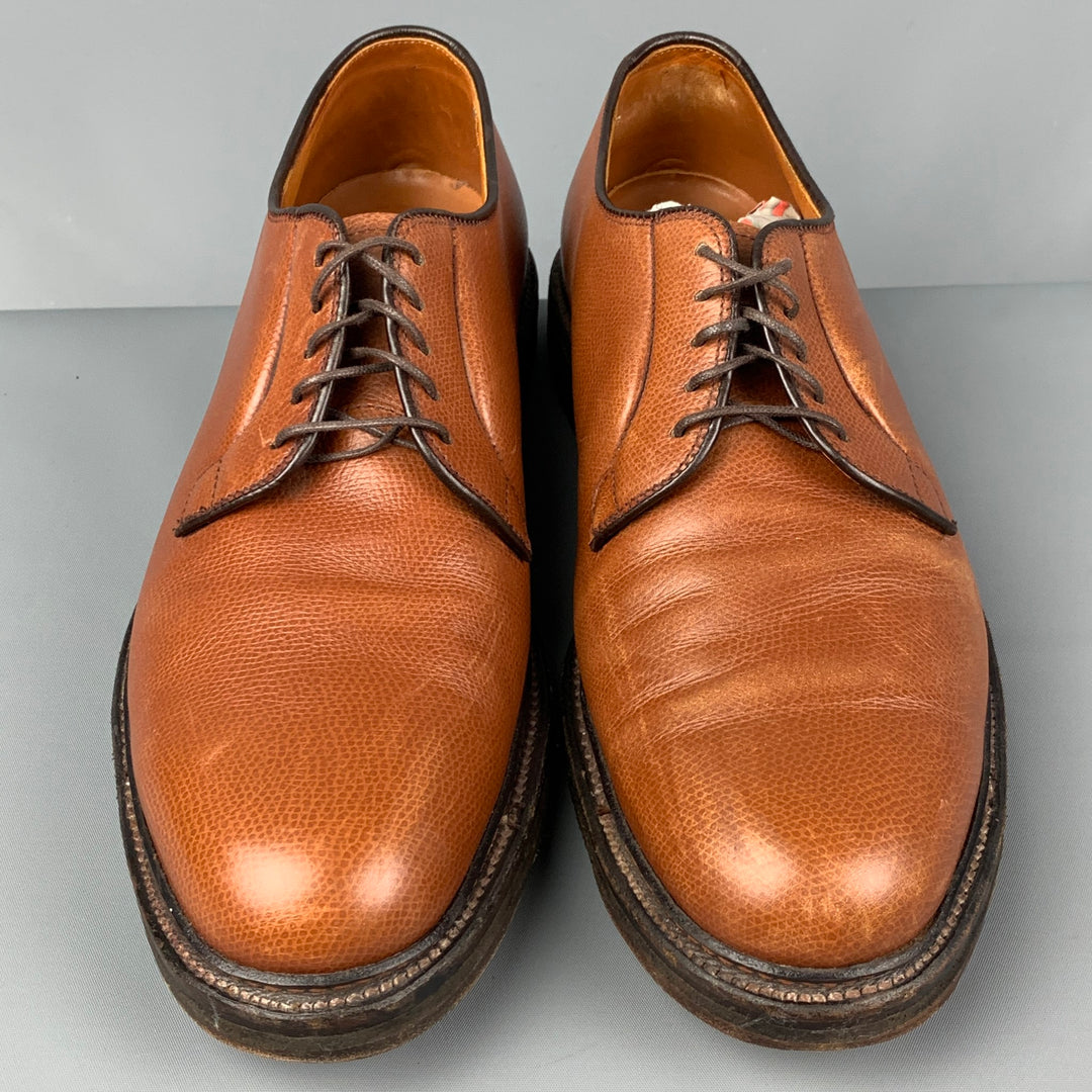 ALDEN Size 10.5 Tan Pebble Grain Leather Lace Up Shoes