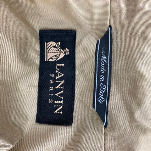LANVIN Size L Khaki Cotton Blend Stiff Paper Collared Work Jacket