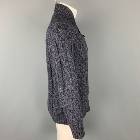 ARAN CRAFTS Size M Charcoal Knit Merino Wool Shawl Collar Sweater