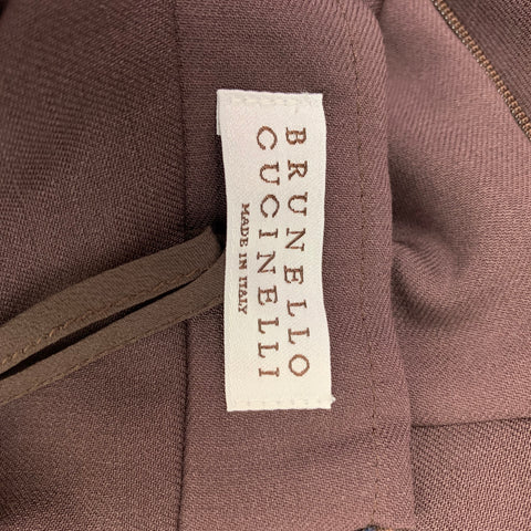 BRUNELLO CUCINELLI Size M Eggplant Virgin Wool A-line Sleeveless Dress