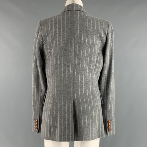 SMYTHE Size 10 Grey Cream Wool Blend chalk stripe Jacket