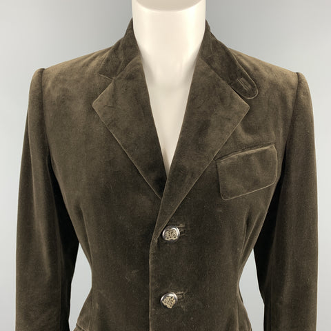 RALPH LAUREN Size 8 Brown Velvet Three Button Blazer