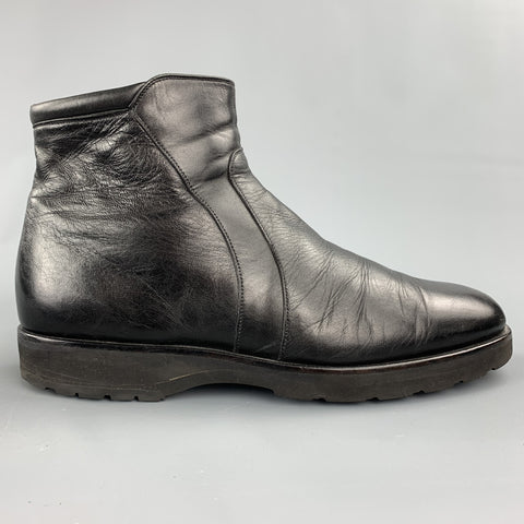 TARYN ROSE Size 12 Black Leather Side Zipper Ankle Boots