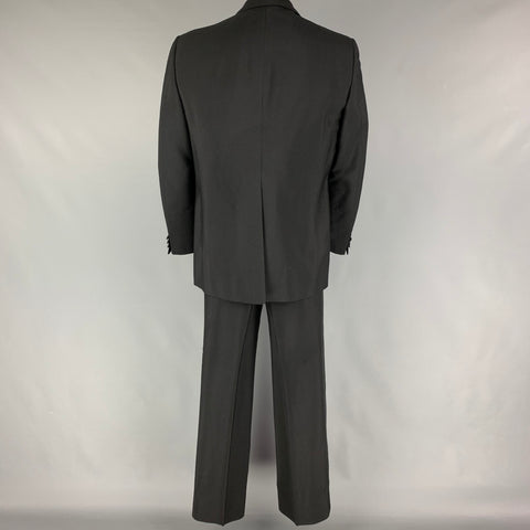 BRIONI for COURTOUE Size 46 Black Wool Mohair Peak Lapel Tuxedo Suit
