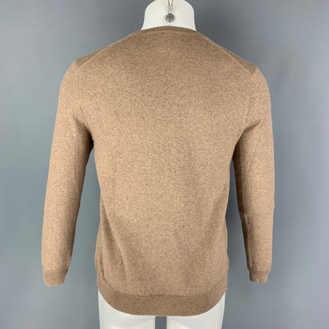 BROOKS BROTHERS Size M Camel Heather Merino Wool Blend V-Neck Pullover