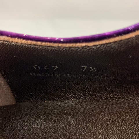 LANVIN Size 8.5 Purple Metallic Leather Lace Up Shoes