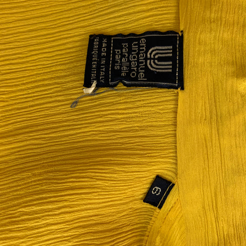 UNGARO Size 6 Yellow Ribbed Long Sleeve Blouse