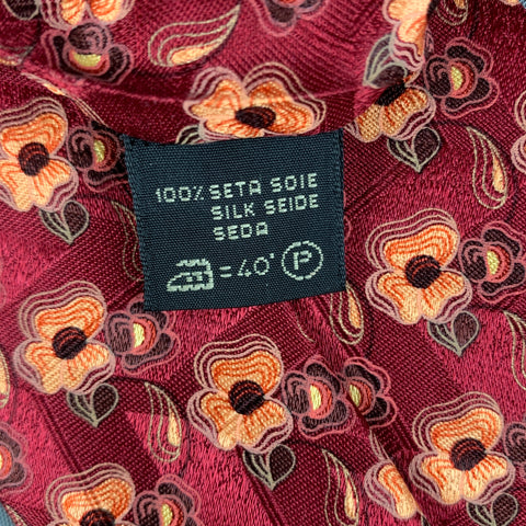 ERMENEGILDO ZEGNA Cravate en soie florale orange bordeaux