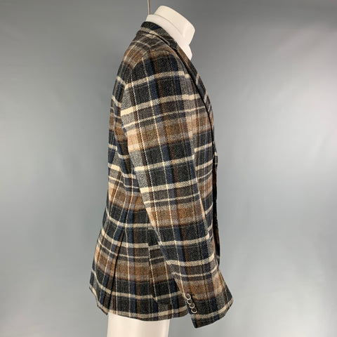 SUITSUPPLY Chest Size 40 Navy Beige Plaid Wool Single breasted Sport Coat