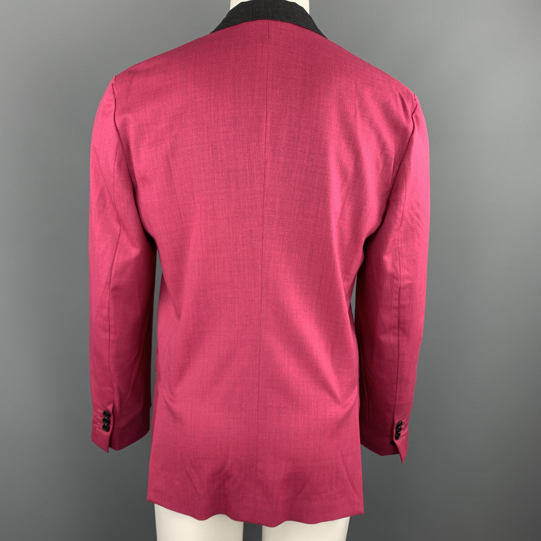 MARC JACOBS Size 38 Pink Heather Stretch Wool Contrast Collar Sport Coat