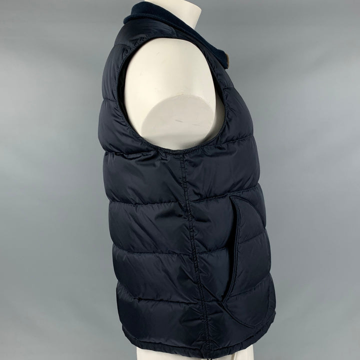 PAUL SMITH Size XL Navy Quilted Nylon Zip Up Vest