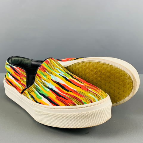 CELINE Size 6 Multi-Color Fabric Stripe Slip On Sneakers