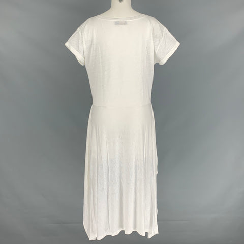 POLO par RALPH LAUREN Taille M Haut décontracté en lin blanc et viscose uni à manches courtes