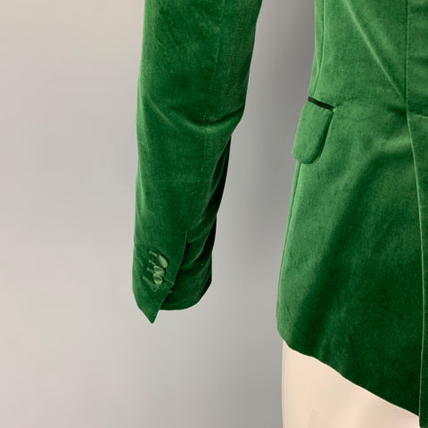DSQUARED2 Size 36 Green Velvet Cotton Peak Lapel Sport Coat