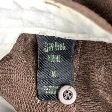 Vintage JEAN PAUL GAULTIER Size 34 Brown Wool Blend Pleated Dress Pants