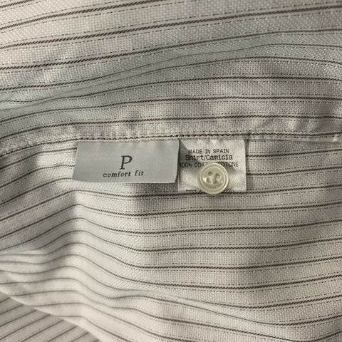 ERMENEGILDO ZEGNA Size XL White Stripe Long Sleeve Shirt