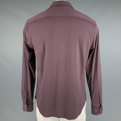 EMPORIO ARMANI Size XXL Black Burgundy Nailhead Long Sleeve Shirt