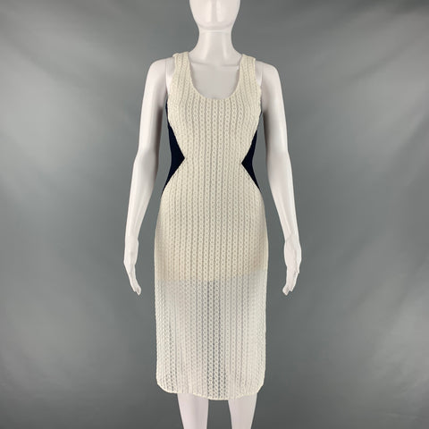 PRABAL GURUNG Size 0 White Black Polyester Sheath Midi Dress – Sui Generis Designer Consignment