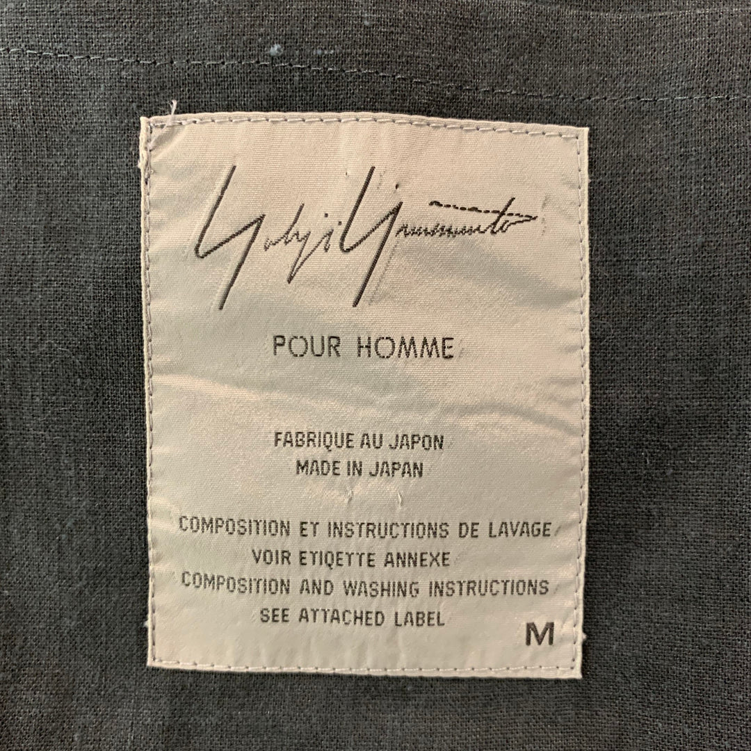 YOHJI YAMAMOTO Size M Grey Dark Green Mixed Patterns Silk Blend Vest