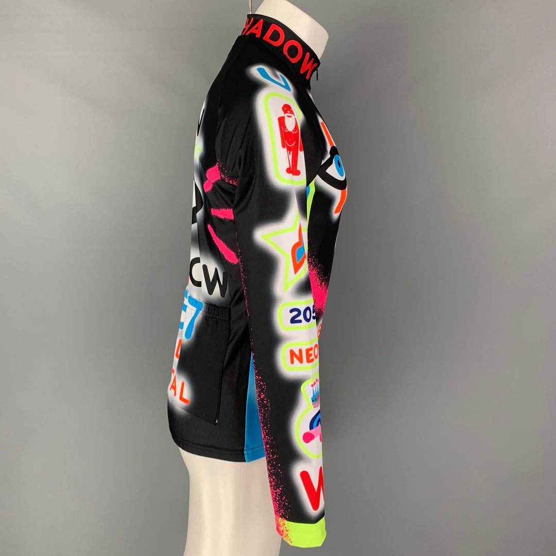 WALTER VAN BEIRENDONCK SS22 Size M Black Graphic Nylon Jersey Bike Top