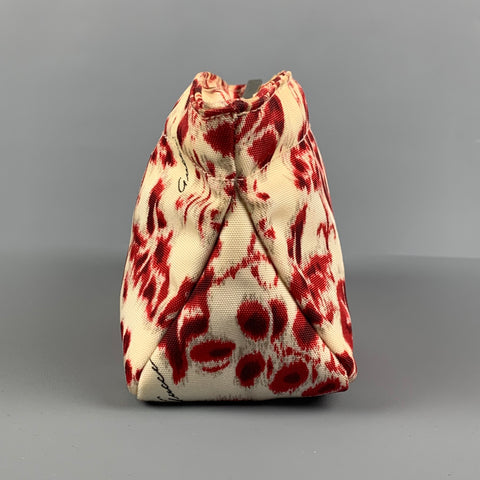GUCCI by TOM FORD SS 2000 Red Beige Abstract Floral Canvas Toiletry Pouch Bag