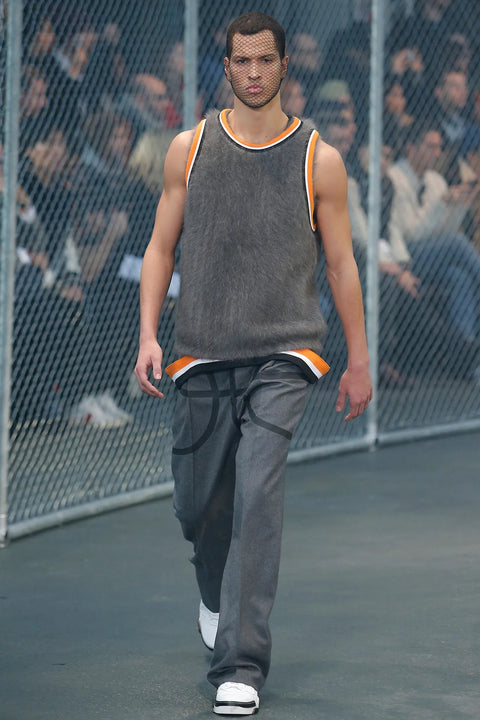 GIVENCHY Colección de baloncesto otoño 2014 Talla 34 Pantalones de vestir de pierna ancha de lana gris y negro