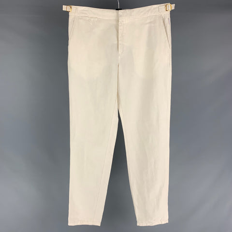 ORLEBAR BROWN Size 32 Cream Linen Cotton Side Tabs Casual Pants
