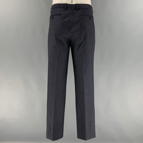 THEOR Size 42 Black Grey Checkered Wool Single Breasted