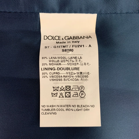 DOLCE & GABBANA Size 46 Solid Wool &  Mohair Buttoned Blue Vest