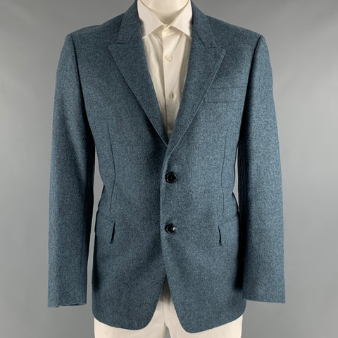 TEDDY VONRANSON Size 44 Blue Grey Heather Wool Blend Peak Lapel Sport Coat