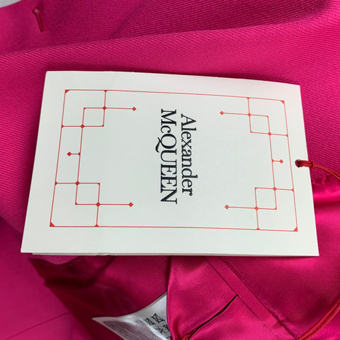 ALEXANDER MCQUEEN Size 36 Pink Wool Peak Lapel Asymmetric Suit