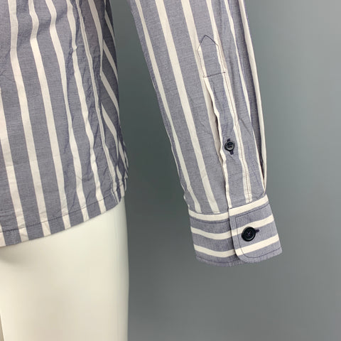 JOSEPH Size S Grey & White Stripe Cotton Long Sleeve Shirt