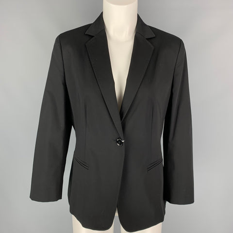 MAX MARA Size 12 Black Cotton Notch Lapel Jacket