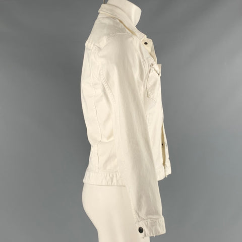 JOHN VARVATOS Taille M Veste camionneur en polyester coton blanc cassé