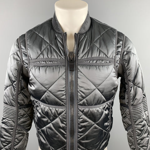 CALVIN KLEIN COLLECTION Size 38 Slate Quilted Polyamide Blend Jacket