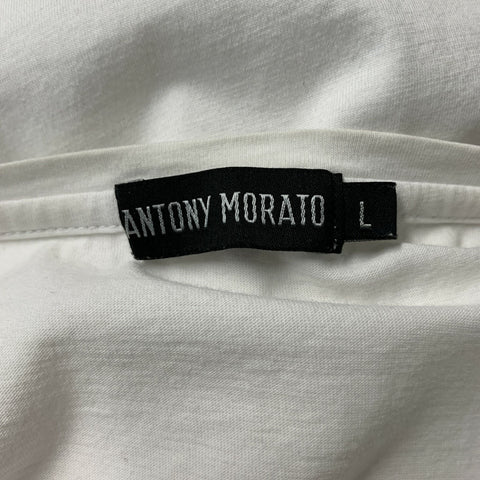 ANTHONY MORATO Taille L T-shirt demi-zippé en coton uni blanc et noir