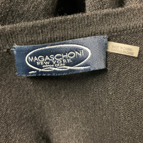 MAGASCHONI Size L Black Cashmere Knitted Hidden Buttons Cardigan