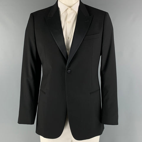 GIORGIO ARMANI Chest Size 42 Black Solid Wool Tuxedo Sport Coat