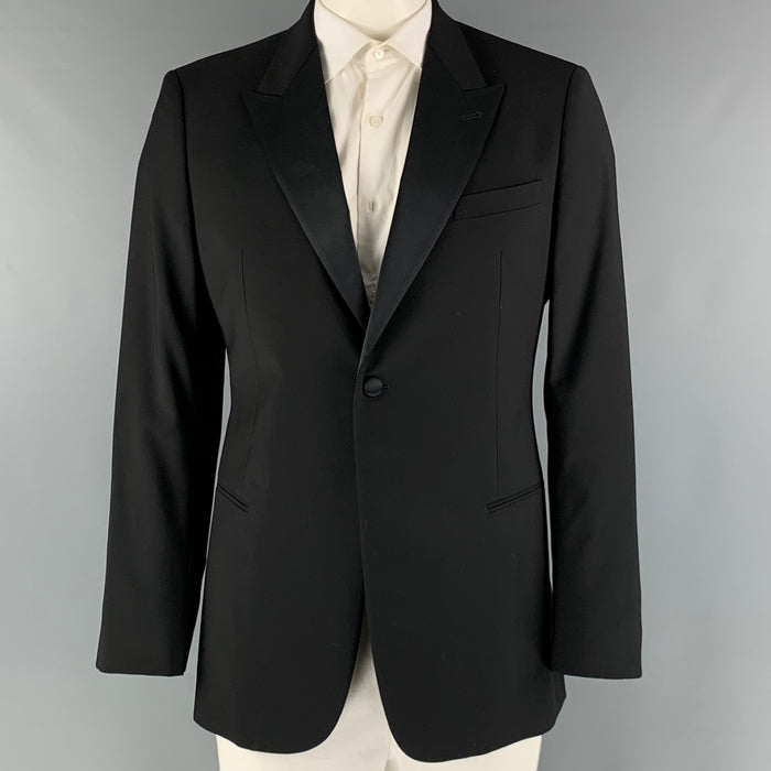 GIORGIO ARMANI Chest Size 42 Black Solid Wool Tuxedo Sport Coat