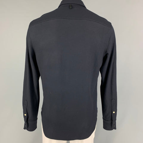 RAG & BONE Size L Black Wool Buttoned Long Sleeve Shirt