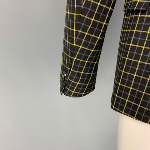 PAUL SMITH Kensington Fit Size 40 Black Window Pane Wool Notch Lapel Sport Coat