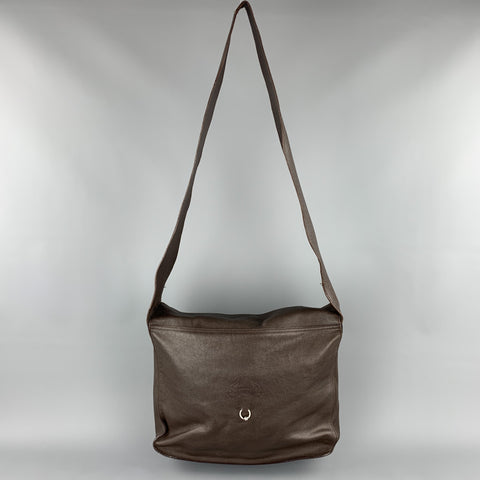 JEAN PAUL GAULTIER Brown Leather Embossed Bull Piercing Shoulder Bag