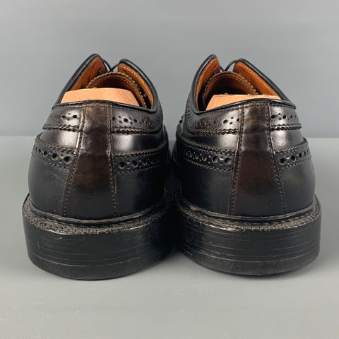 ALDEN Size 10.5 Black Perforated Leather Wingtip Lace Up Shoes