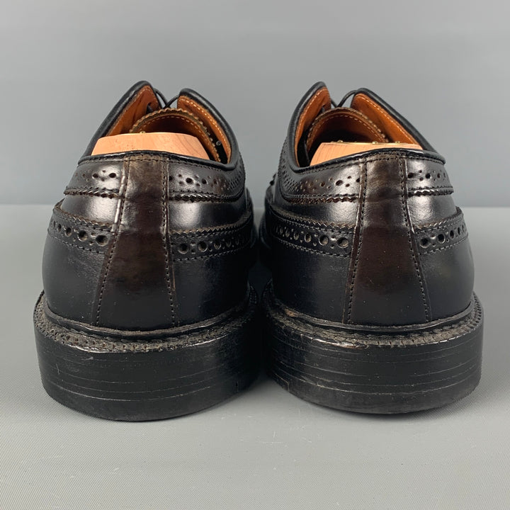 ALDEN Size 10.5 Black Perforated Leather Wingtip Lace Up Shoes