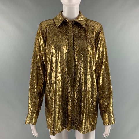 MICHAEL KORS -COLECCIÓN- Blusa con botones metálicos de seda y poliéster dorado talla 4