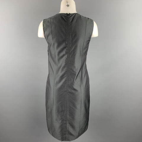 PRADA Size 6 Gray Silk Sleeveless Shift Dress