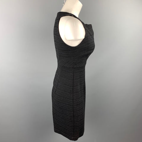 TRINA TURK Taille 0 Robe noire sans manches en coton mélangé texturé à col en V