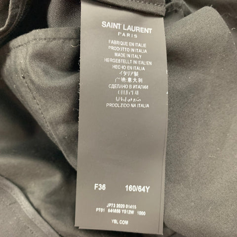 SAINT LAURENT Taille 4 Pantalon habillé taille haute plissé en laine noire