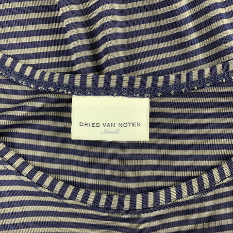 DRIES VAN NOTEN Size S Navy Stripe Jersey Viscose Tank Dress