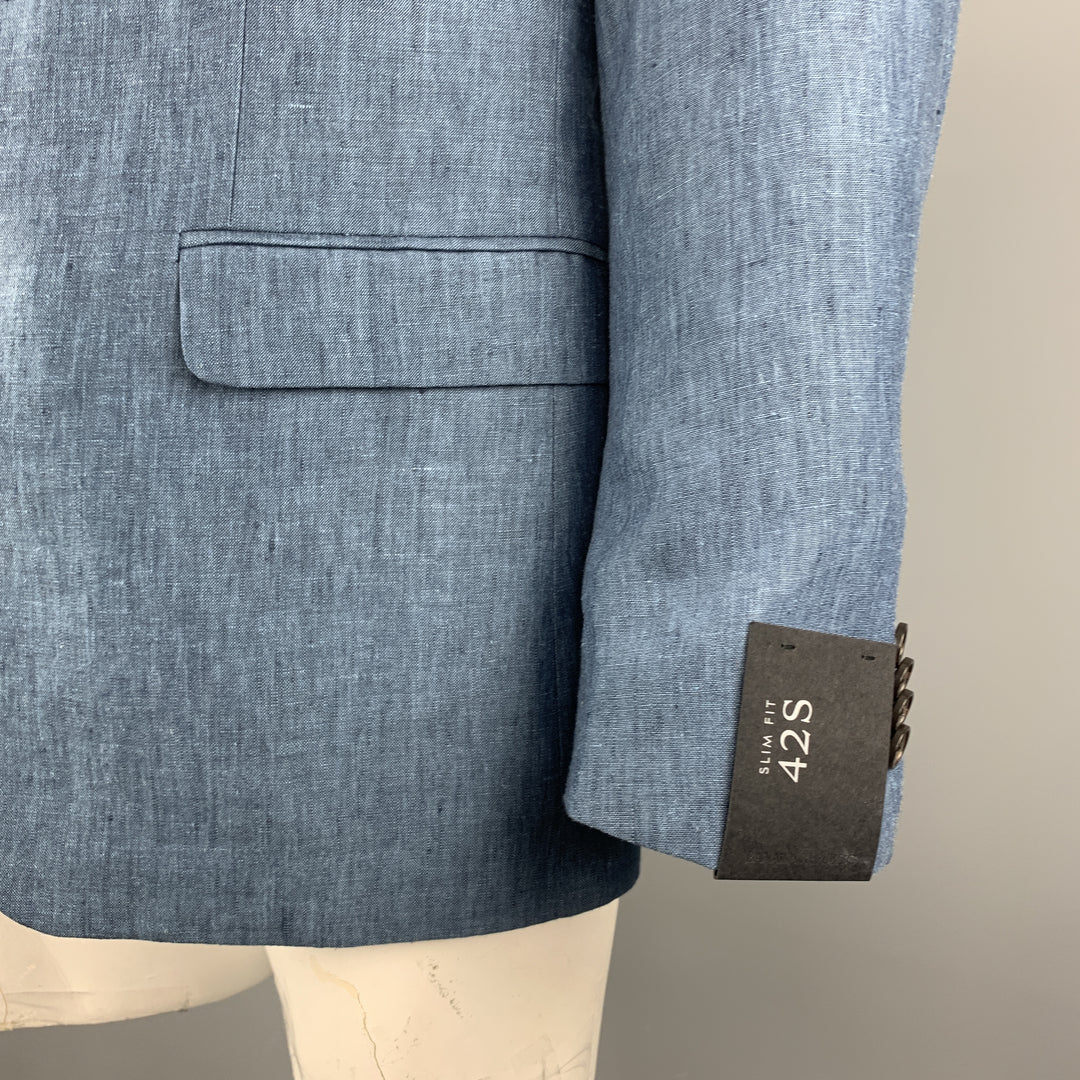 BANANA REPUBLIC Size 42 Blue Linen Notch Lapel Sport Coat